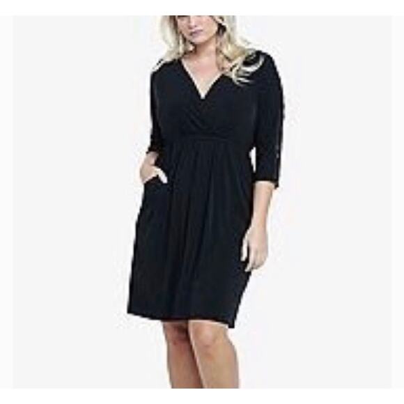 Torrid Black Surplice Neck Three Quarter Dress Size 1X - Picture 1 of 9
